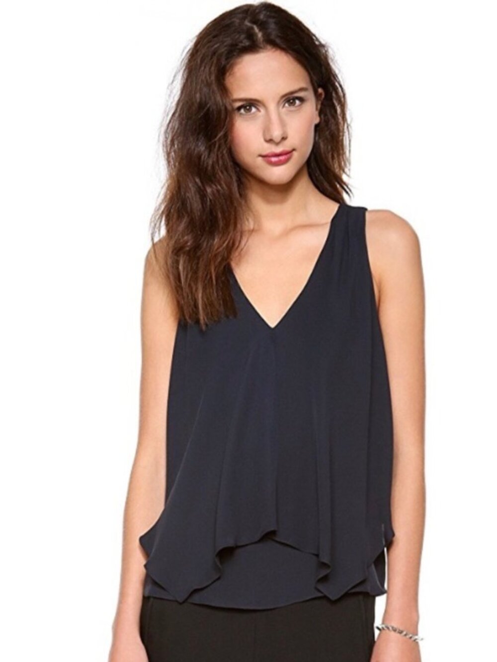 Theory Jantine Silk Tank In Black M $190
